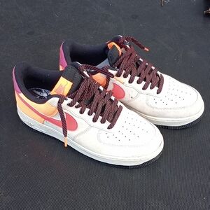 Nike Men's White and Red Sneakers with‎ Orange and Purple Accents